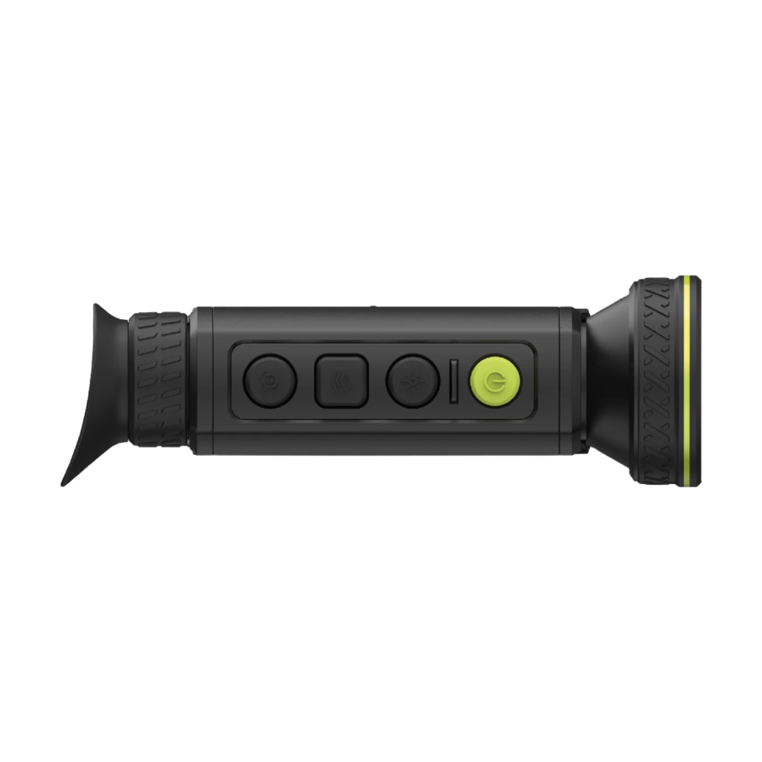 Top-down view showing button layout including power and navigation buttons.