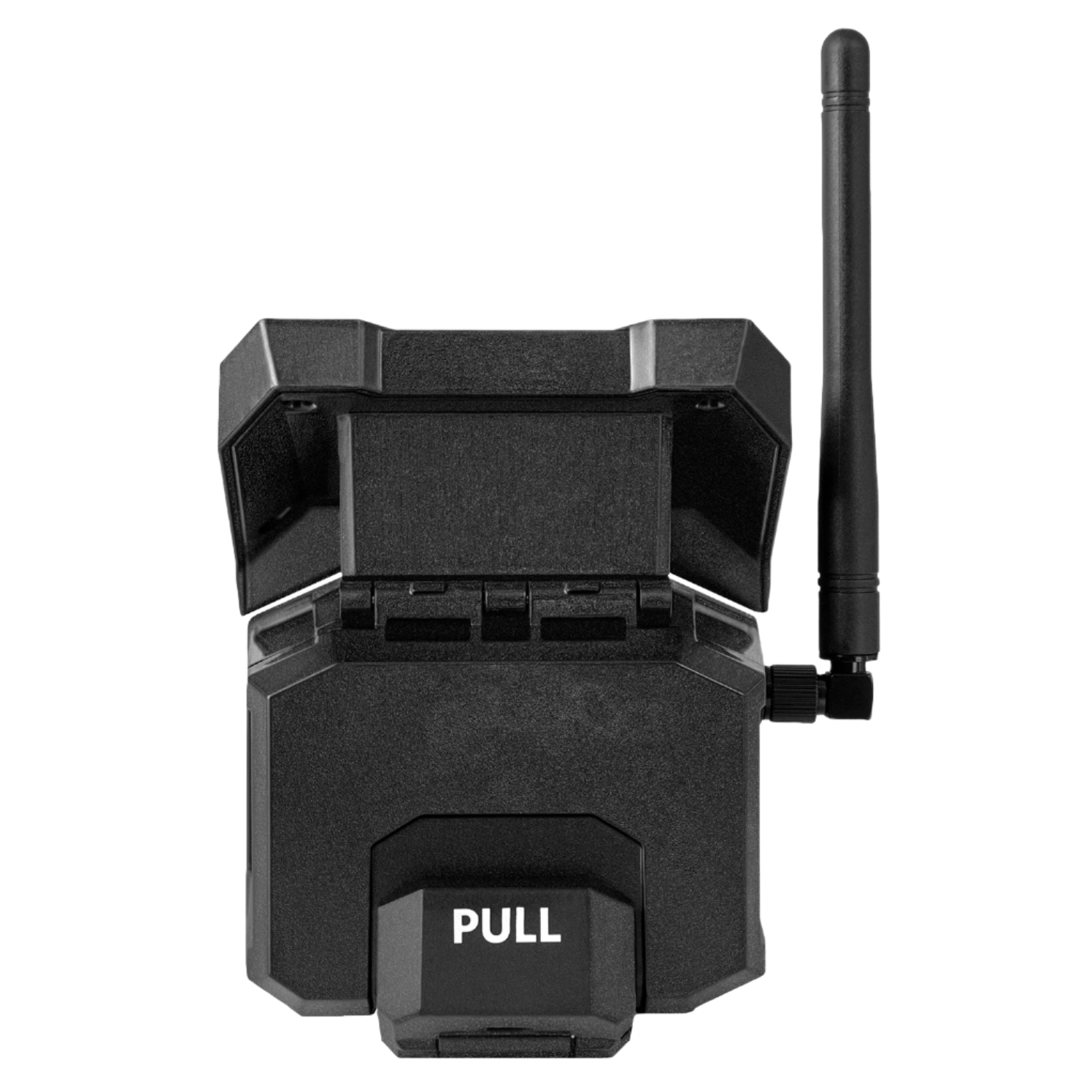 Rear view of Vosker V300 showing antenna, pull latch, and access panel