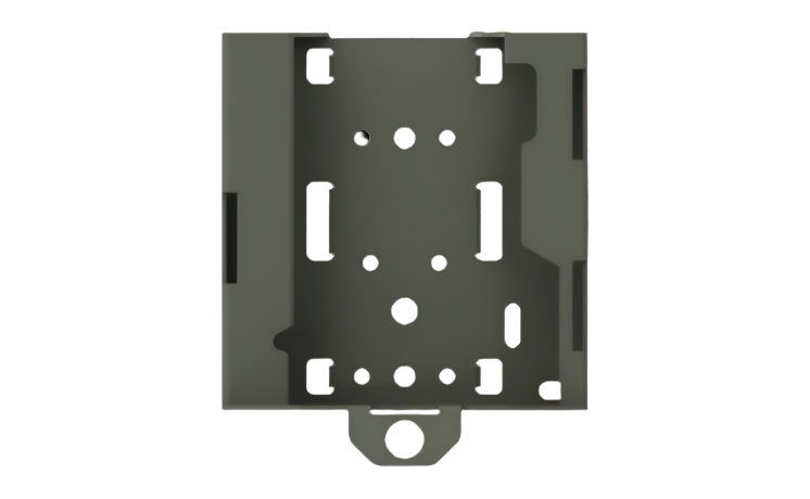 Rear view of SPYPOINT SB-500S Security Box showing internal mounting slots and attachment points