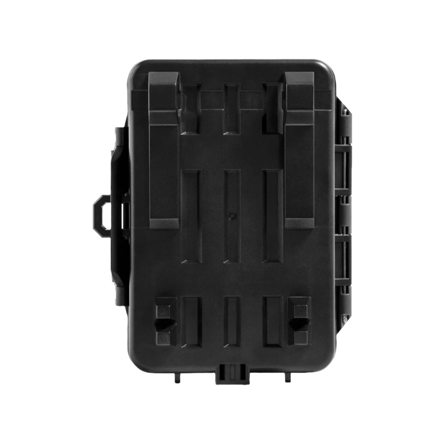 Rear view of SPYPOINT Force-48 camera housing with mounting slots and latch points
