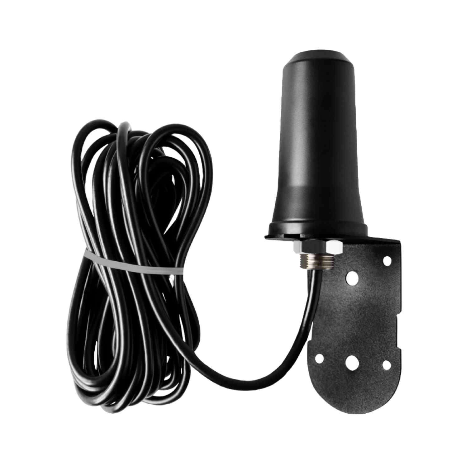 SPYPOINT CA-01 Long Range Antenna coiled with attached mounting bracket and extended cable on a white background
